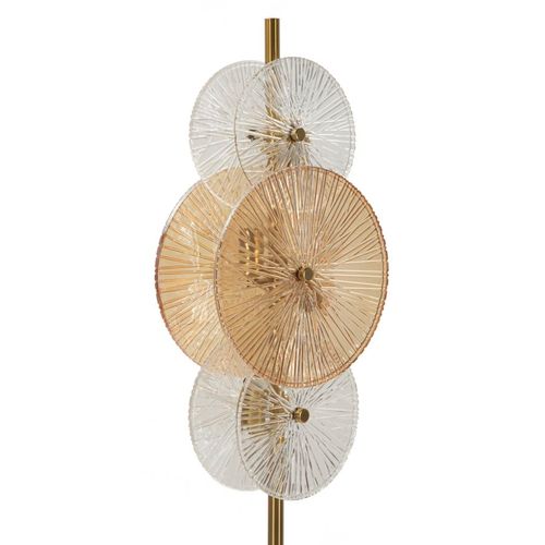 Lampadaire 30x30x164 Cm Design Oriental Métal Doré Et Verre Contemporain