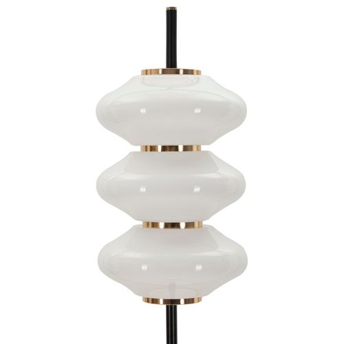 Lampadaire Vintage Ø30x168 Cm Métal Doré Noir Blanc Style Rétro Années 60