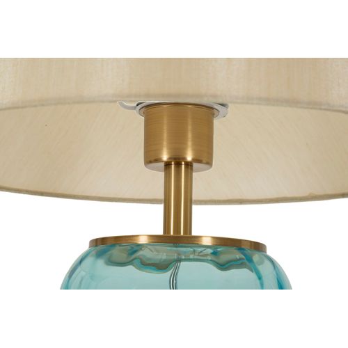 Lampe De Table Ø35x73 Cm Colorée Verre Soufflé Métal Et Tissu Éclatant