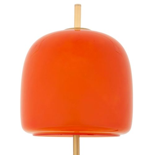 Lampadaire Ø30x16x53 Cm Métal Et Verre Vintage Industriel Doré Et Orange
