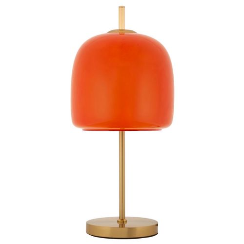 Lampadaire Ø30x16x53 Cm Métal Et Verre Vintage Industriel Doré Et Orange