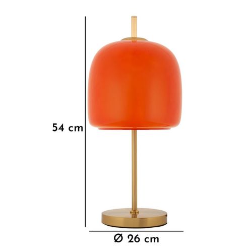 Lampadaire Ø30x16x53 Cm Métal Et Verre Vintage Industriel Doré Et Orange