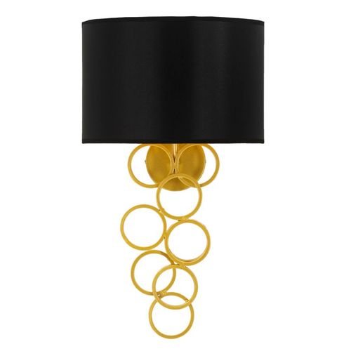 Applique Murale 30x20x50 Cm Métal Doré Et Abat-jour Noir Style Glamour Contemporain