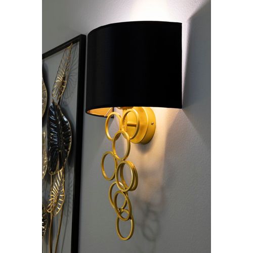 Applique Murale 30x20x50 Cm Métal Doré Et Abat-jour Noir Style Glamour Contemporain