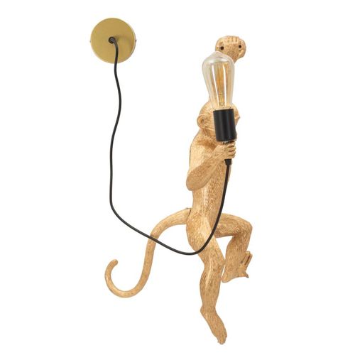 Applique Murale Singe Doré 32x32x64 Cm Design Ludique Et Décoratif Pour Intérieur Élégant
