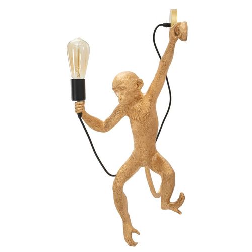 Applique Murale Singe Doré 32x32x64 Cm Design Ludique Et Décoratif Pour Intérieur Élégant