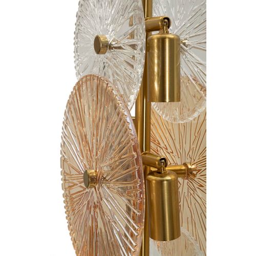 Lampe De Table Glamour Compacte En Verre Et Métal 20x18x66 Cm, Doré Et Brun