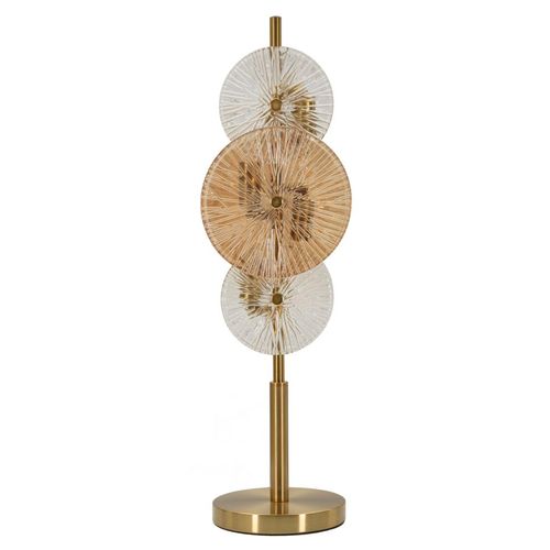 Lampe De Table Glamour Compacte En Verre Et Métal 20x18x66 Cm, Doré Et Brun