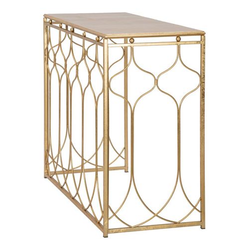 Console Rectangulaire Dorée Au Style Exotique Et Architectural 96,5x41x78 Cm