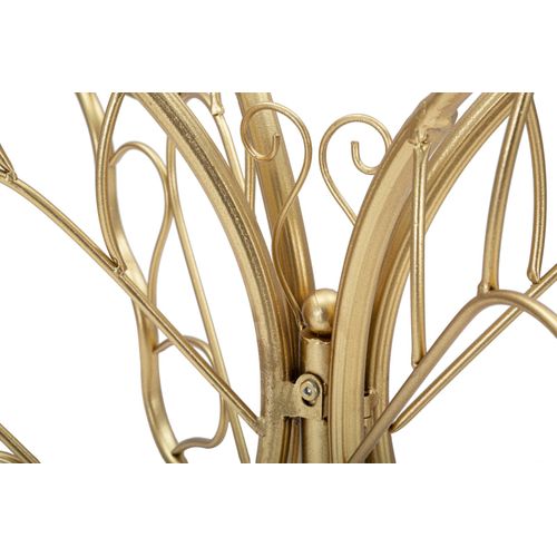 Console Dorée Originale Avec Papillon Sculpté Et Plateau Verre 110x40x76 Cm