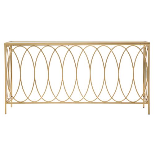 Console Rectangulaire Dorée Avec Plateau Miroir Marbre, Design Simple 160x40x79 Cm