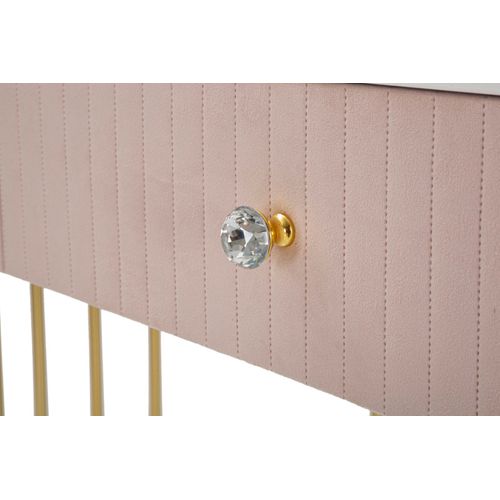 Console Rectangulaire Dorée Avec Tiroir Et Plateau Marbre Imitation 100x40x75 Cm – Rose