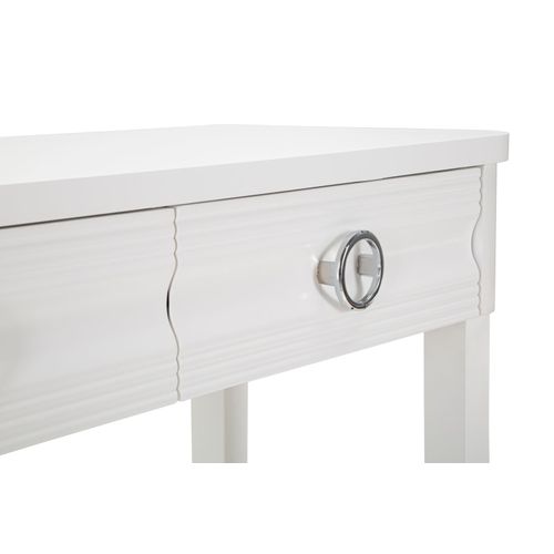 Console Blanche En Bois Avec 2 Tiroirs Et Étagère 110x40x82 Cm