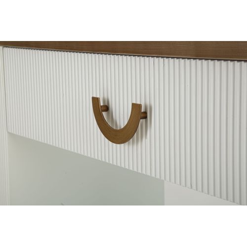 Console Moderne Blanche Avec Tiroir Et Design Arrondi 121x40x78 Cm
