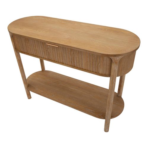 Console En Bois Naturel 110x40 Cm, Design Moderne Et Épuré Pour Séjour