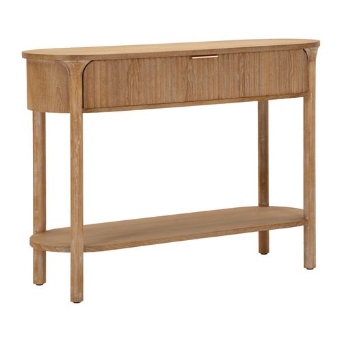 Console En Bois Naturel 110x40 Cm, Design Moderne Et Épuré Pour Séjour
