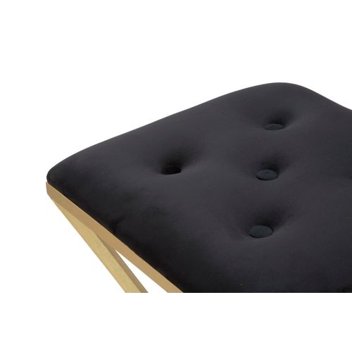 Tabouret De Bar 40x40x75 Cm Métal Doré Et Tissu Style Art Déco Luxe