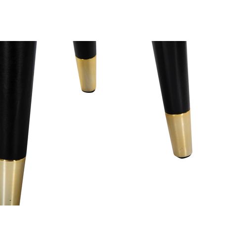 Tabouret Ø 35 X 40,5 Cm En Bois Et Velours Crème Avec Finitions Dorées Style Hollywood