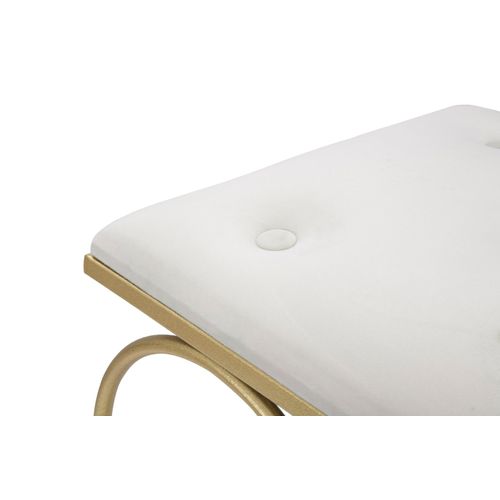 Tabouret Élégant 50x37,5x51,5 Cm Métal Doré Et Velours Crème Cœur Design