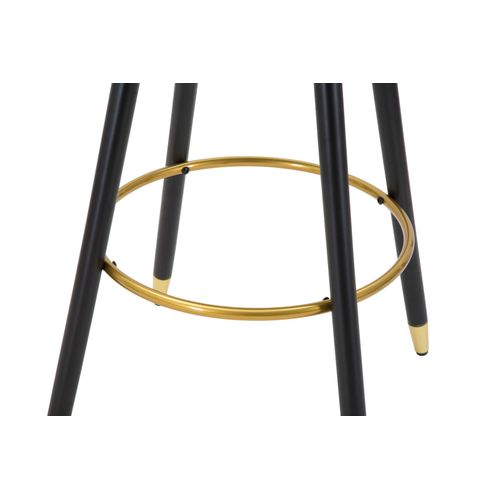 Tabouret De Bar 55x56x104 Cm Velours Noir Pieds Bois Et Métal Doré