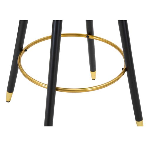 Tabouret De Bar 55x56x104 Cm Velours Rose Pieds Bois Et Métal Doré