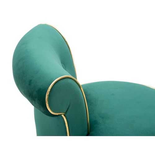 Tabouret De Bar Rond Vert 46x48x96 Cm Velours Synthétique Avec Dossier Et Repose-pieds Doré