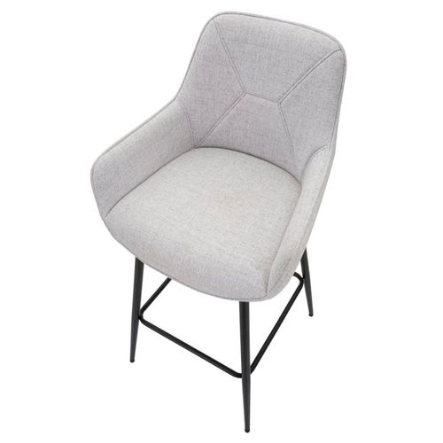 Lot De 2 Tabourets De Bar En Tissu Rembourré Avec Accoudoirs Pieds Métal H109 Cm