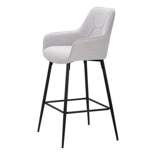 Lot De 2 Tabourets De Bar En Tissu Rembourré Avec Accoudoirs Pieds Métal H109 Cm