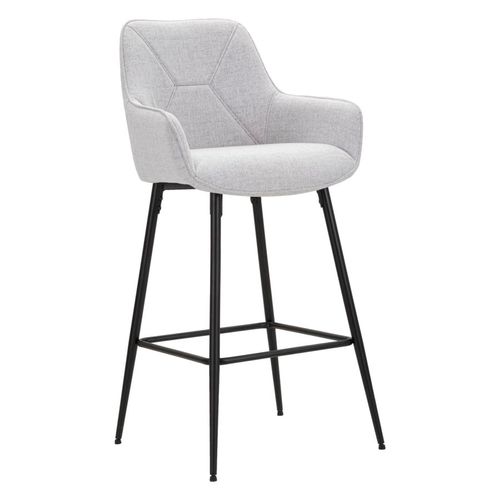 Lot De 2 Tabourets De Bar En Tissu Rembourré Avec Accoudoirs Pieds Métal H109 Cm