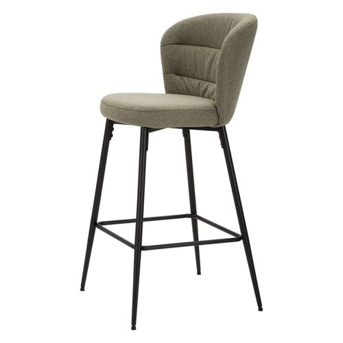 Lot De 2 Tabourets De Bar En Tissu Vert Style Années 70 Avec Pieds Métal Noir H108 Cm