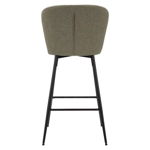 Lot De 2 Tabourets De Bar En Tissu Vert Style Années 70 Avec Pieds Métal Noir H108 Cm