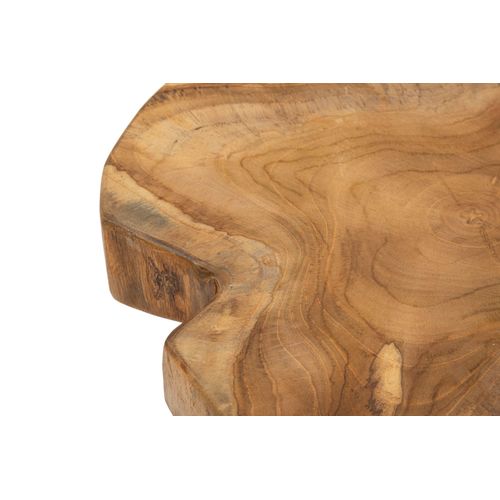 Tabouret Rond En Teck Recyclé Ø35x45 Cm Style Naturel Authentique