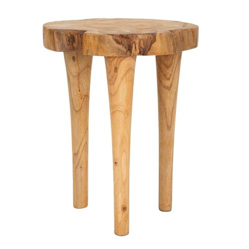 Tabouret Rond En Teck Recyclé Ø35x45 Cm Style Naturel Authentique