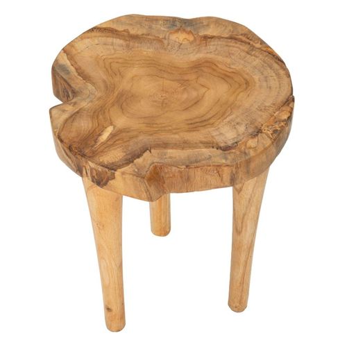 Tabouret Rond En Teck Recyclé Ø35x45 Cm Style Naturel Authentique