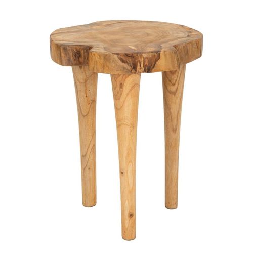 Tabouret Rond En Teck Recyclé Ø35x45 Cm Style Naturel Authentique