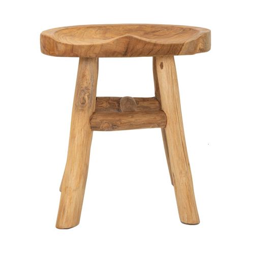 Tabouret En Teck Recyclé Naturel 32x40x42 Cm Style Authentique Et Durable