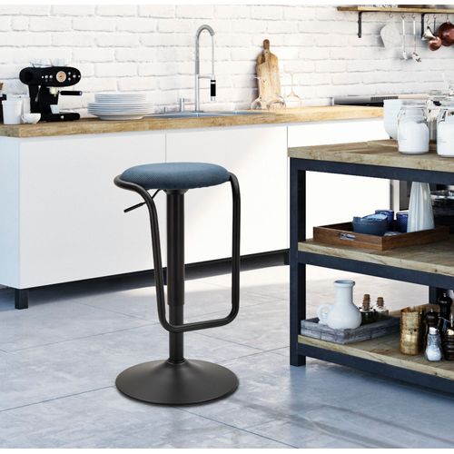 Tabouret De Bar Pivotant Bleu Et Noir Ø41 Cm Avec Réglage Hauteur Style Moderne