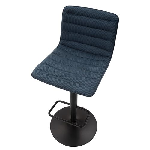 Lot De 2 Tabourets De Bar Pivotants Noir Et Bleu H85,5-107 Cm Avec Dossier Rembourré