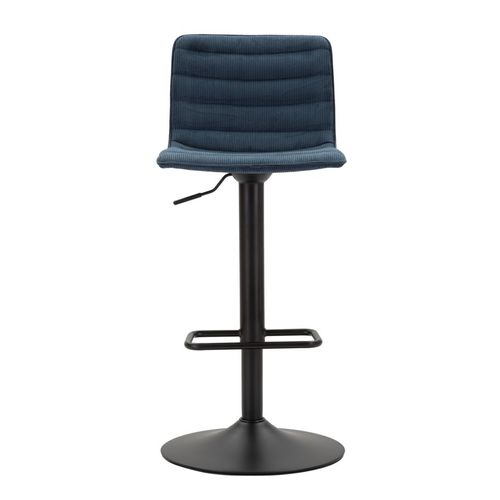 Lot De 2 Tabourets De Bar Pivotants Noir Et Bleu H85,5-107 Cm Avec Dossier Rembourré