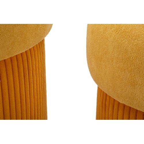 Poufs Velours Moutarde Avec Rangement Ø42 X H44-35 X L37 Cm - Lot De 2