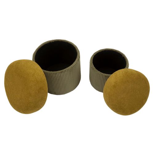 Poufs Velours Verts Avec Rangement Ø42 X H44-35 X L37 Cm - Lot De 2