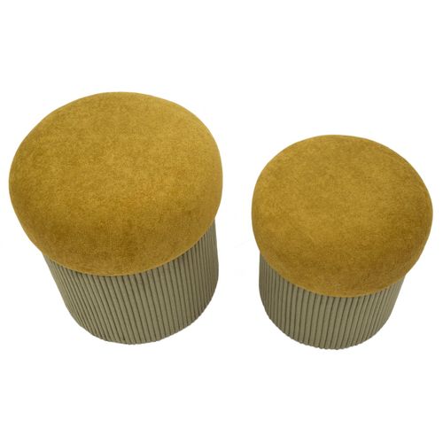 Poufs Velours Verts Avec Rangement Ø42 X H44-35 X L37 Cm - Lot De 2