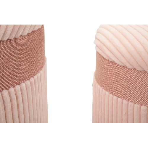 Lot De 3 Poufs Roses Avec Rangement Ø40,5x49,5-35x42-31x38 Cm