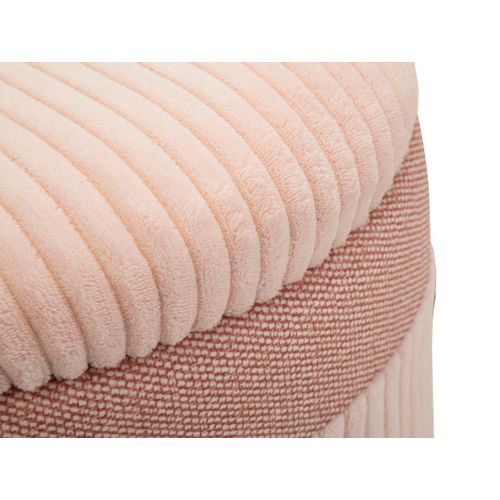 Lot De 3 Poufs Roses Avec Rangement Ø40,5x49,5-35x42-31x38 Cm
