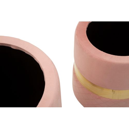 Lot De 2 Poufs Sheffield Roses Avec Rangement Ø37x42-28x35 Cm