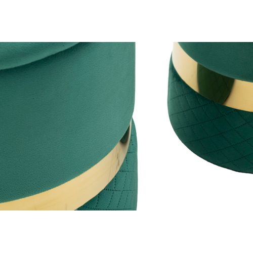 Lot De 2 Poufs Sheffield Verts Avec Rangement Ø37x42-28x35 Cm