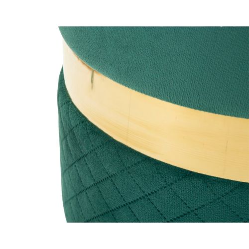 Lot De 2 Poufs Sheffield Verts Avec Rangement Ø37x42-28x35 Cm
