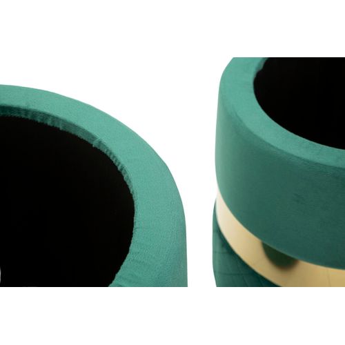 Lot De 2 Poufs Sheffield Verts Avec Rangement Ø37x42-28x35 Cm