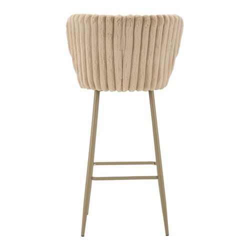 Lot De 2 Tabourets De Bar Crème Avec Dossier Travaillé Style Moderne H106 Cm