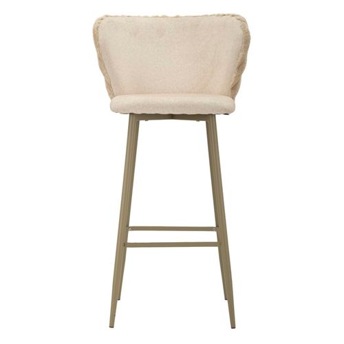 Lot De 2 Tabourets De Bar Crème Avec Dossier Travaillé Style Moderne H106 Cm
